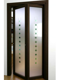 Складные двери гармошка с матовым стеклом Караганда
